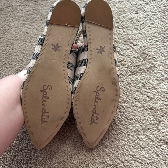 Splendid Black & Cream Natural Canvas Stripe Slingback Flats Size 8.5 Open Back - Picture 5 of 13